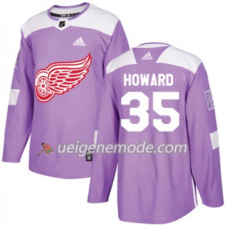 Herren Eishockey Detroit Red Wings Trikot Jimmy Howard 35 Adidas 2017-2018 Lila Fights Cancer Practice Authentic